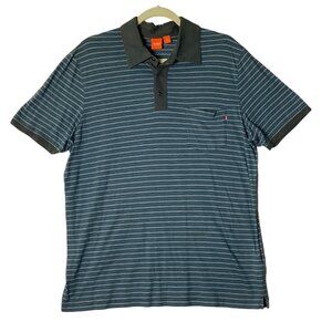 Hugo Boss Orange Polo Shirt Men XXL Blue Gray Smart-Casual Preppy Minimalist